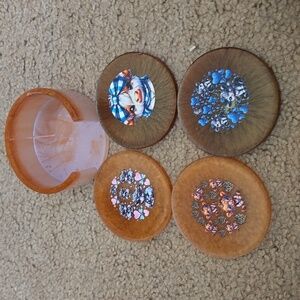 Handmade Resin Coaster Set with Holder – Cow Print Coasters. 155